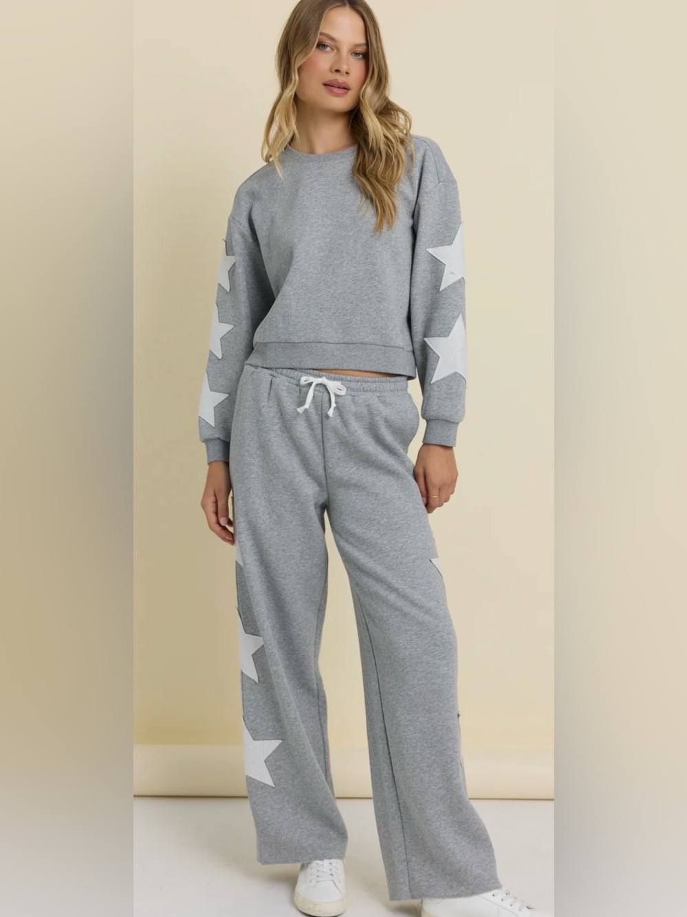 NWT Vintage Havana Reverse Terry Crew and pant set with Star Applique size small
